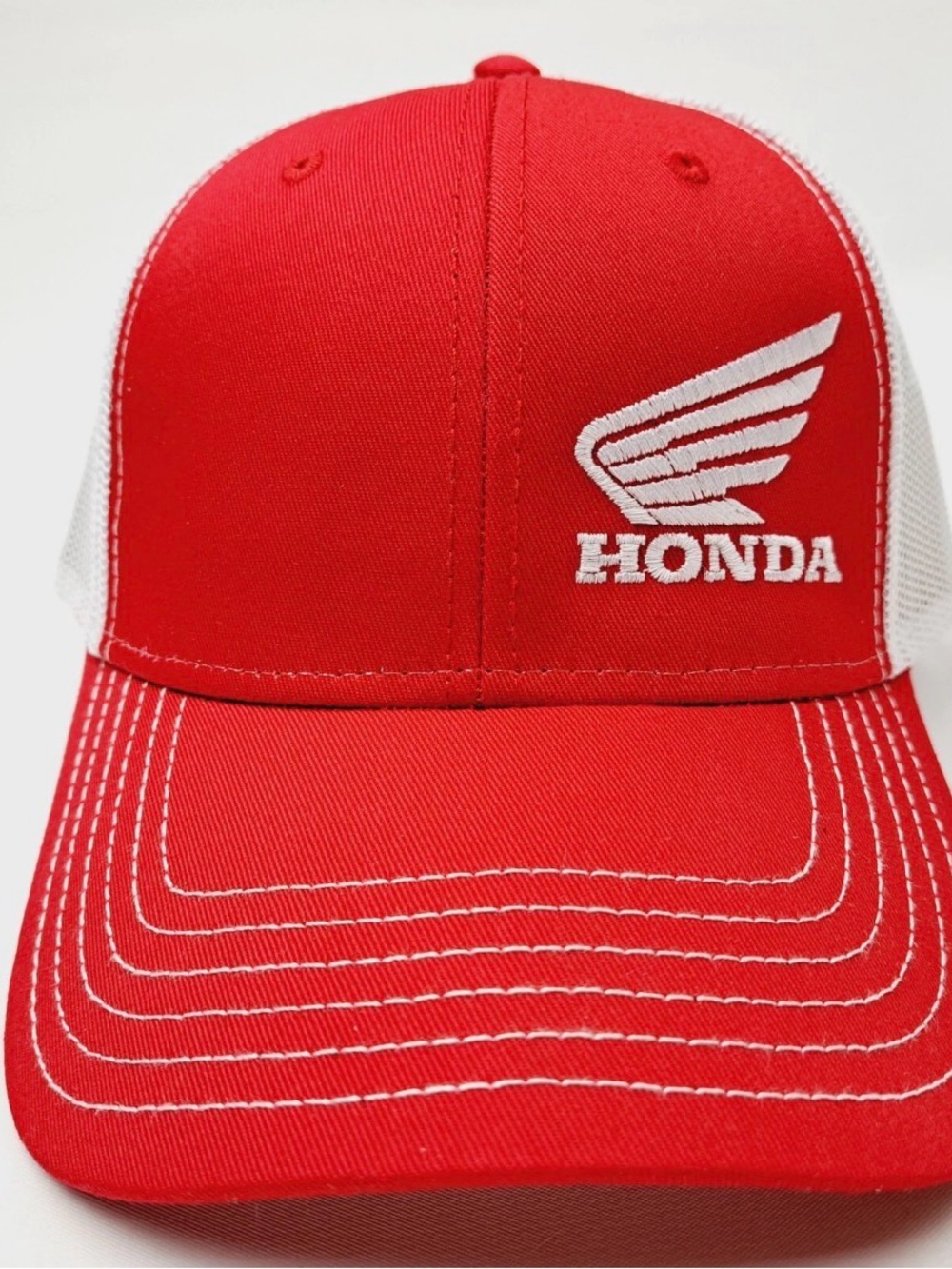 Honda Motorcycles Curved Bill Cap Hat Trucker Mesh Snapback Red & White